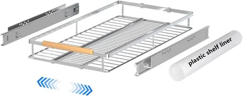 Vista 10 de Cajón de cesta deslizante expandible, organizador de gabinete extraíble, estantes de despensa deslizables resistentes para cocina, debajo