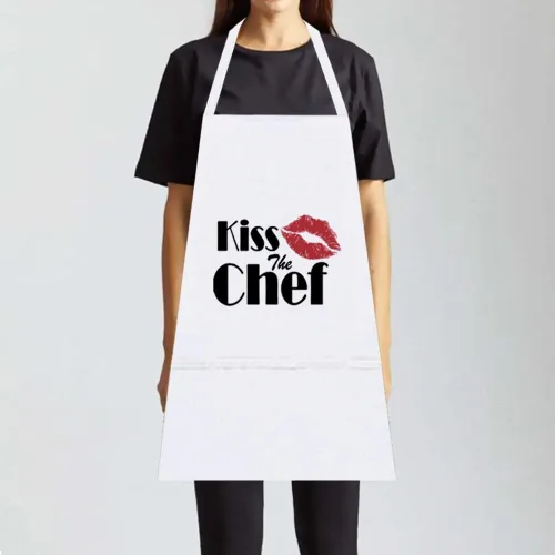 Vista 4 de Kiss The Chef - Delantal para adulto, Blanco