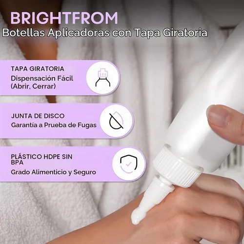Vista 2 de BRIGHTFROM Botellas aplicadoras con tapa giratoria, botellas de plástico vacías de 2 onzas, recargables, boquilla de apertura/cierre, multiusos