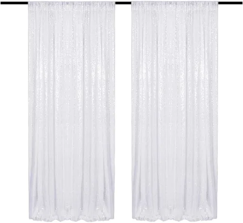 Vista 13 de Cortinas de Fondo de Lentejuelas Negras Cortinas Brillantes con Purpurina 2FTx8FT 2 Paneles para Decoraciones de Bodas Fiestas de Cumpleaños