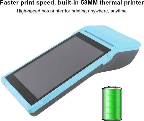 Vista 2 de Impresora de recibos de terminal de punto de venta Android, impresora de escáner de código de barras de mano de 2.283 in con pantalla de 5.5