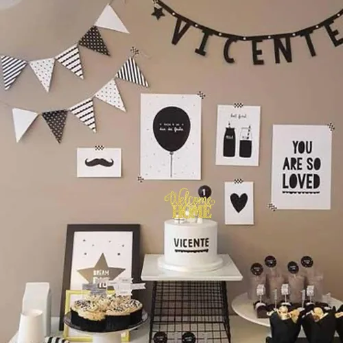 Vista 3 de Paquete de 24 decoraciones para tartas con purpurina para decoración de tartas para inauguración de la casa, fiesta temática de bienvenida a casa
