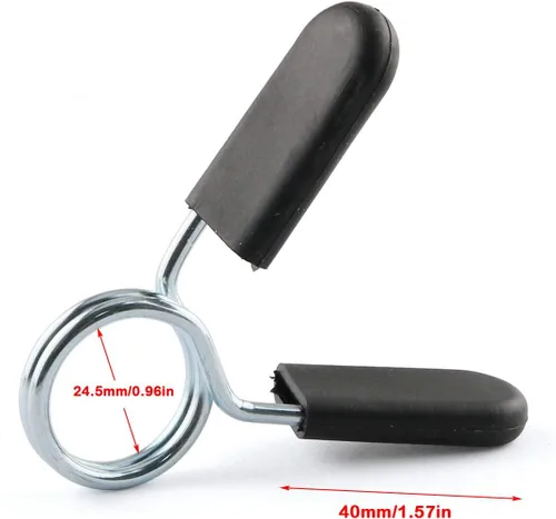Vista 4 de E-outstanding Clip de collar de resorte, 2 unidades, estándar de 1 pulgada/0.984 in, abrazaderas de bloqueo de campana para mancuernas