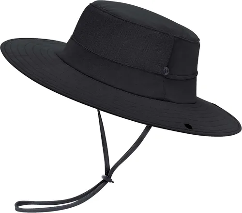 Vista 9 de Cooling Sun Bucket Hat, UPF 50+ Wide Brim Boonie Hat with Ponytail Hole 01 Gris claro