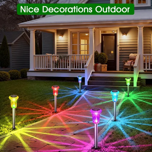 Vista 5 de Eyrosa Luces solares para exteriores, paquete de 15 luces solares para sendero al aire libre impermeables, iluminación con poste para jardín Varios