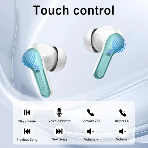 Vista 6 de Auriculares inalámbricos, Auriculares Bluetooth 5.4 HiFi Estéreo, Auriculares con 4 Micrófonos ENC de Cancelación de Ruido, Auriculares Bluetooth