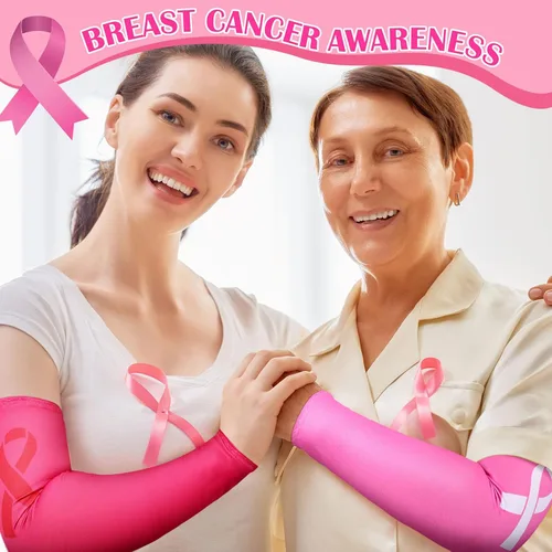 Vista 6 de Ceenna 8 pares de mangas de concientización sobre el cáncer de mama, fútbol, concientización sobre el cáncer de mama, deportes, atléticas