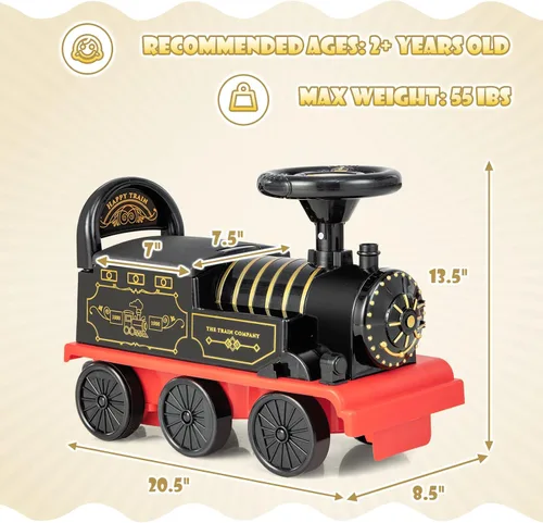Vista 7 de OLAKIDS Kids Ride On Train with Track, 6V Electric Toy with Lights and Sounds, Retractable Footrest, Under Seat Storage, Christmas Theme Battery