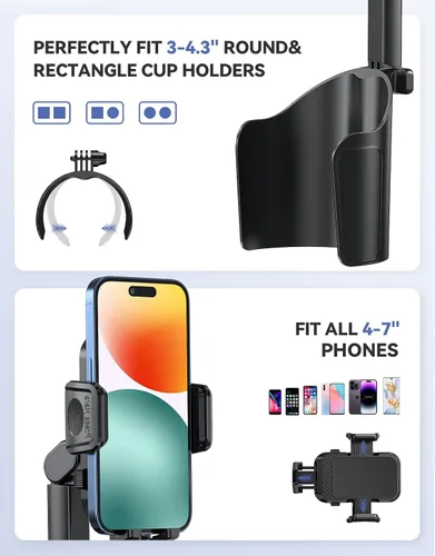 Vista 7 de Soporte para teléfono, respetuoso con el medio ambiente, fácil de instalar, 2 en 1, giratorio, expansor de celda para iPhone/Android/camión de 4-7
