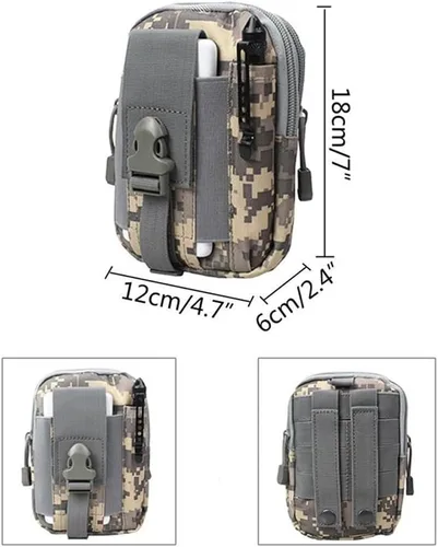 Vista 5 de Deporte al aire libre Hombres Mujeres Riñonera Bolsa de cinturón Bolsa de bicicleta Bolsa táctica Caza Muslo Bolsa Nylon Teléfono Cartera (Negro)