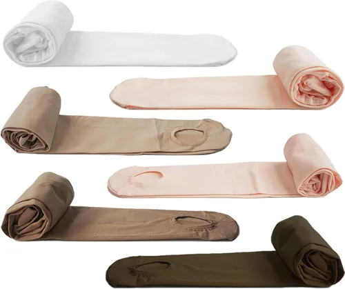 Vista 5 de DANCEYOU Mallas de baile para mujer, 2 pares de mallas de ballet convertiblescon pies para niñas, leggings opacos para niños pequeños, niños