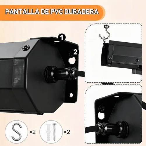 Vista 7 de YODOLLA Pantalla de proyector Motorizada Auto Pull Down Pantallas (150 '' 16:9 Negro)