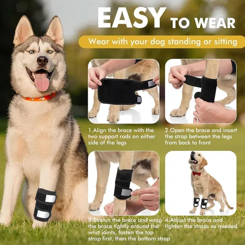 Vista 5 de Dog Leg Braces Front Leg Support Wraps Adjustable Joint Covers for Shoulder Elbow Wrist with Reflective Straps High Elasticity Fabric (S)