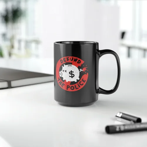 Vista 4 de Defund the Police - Taza de café negra de cerámica de 15 onzas – Fuck the Police – Tazas de protesta con refranes – Acab 1213 All Cops are Bastards