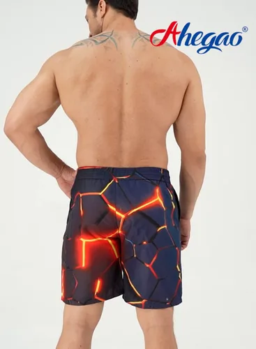Vista 3 de Ahegao - Traje de baño para hombre, de secado rápido con estampado en 3D, bolsillos, forro de malla refrescante, para la playa
