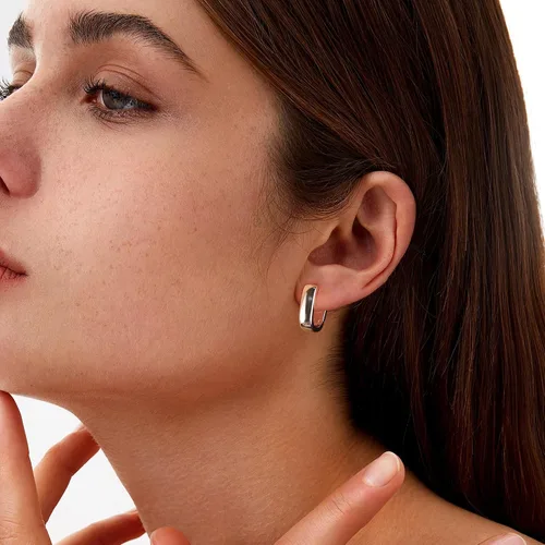 Vista 7 de Small Chunky Silver Hoop Earrings for Women Small Gold Hoop Earrings Plateado