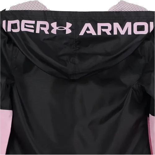 Vista 3 de Under Armour Cortavientos para niñas, chaqueta con cremallera, repelente al agua y resistente al viento
