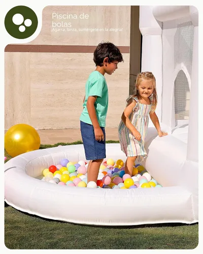 Vista 4 de Outfunny Casa inflable de la despedida, casa animosa interior blanca para los niños 3-8