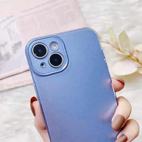 Vista 7 de Funda compatible con iPhone 15 Plus con purpurina para mujeres y niñas, funda protectora suave y brillante para iPhone 15 Plus, color azul