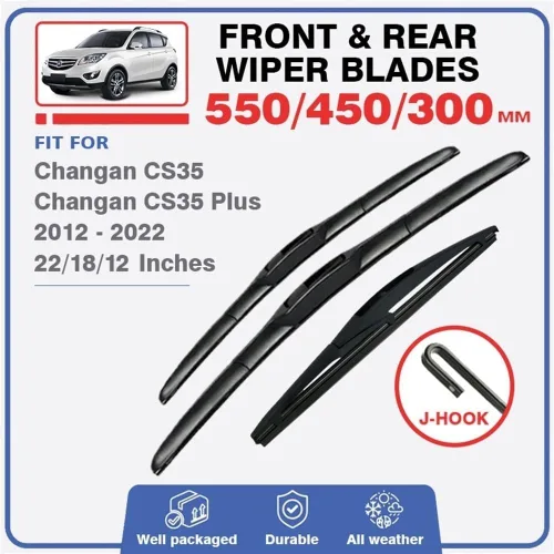 Vista 2 de Limpiaparabrisas delantero y trasero compatible con Changan CS35 2012-2022 CS35 Plus 2012-2022 CS35 Plus, arandela de ventana trasera, compatible