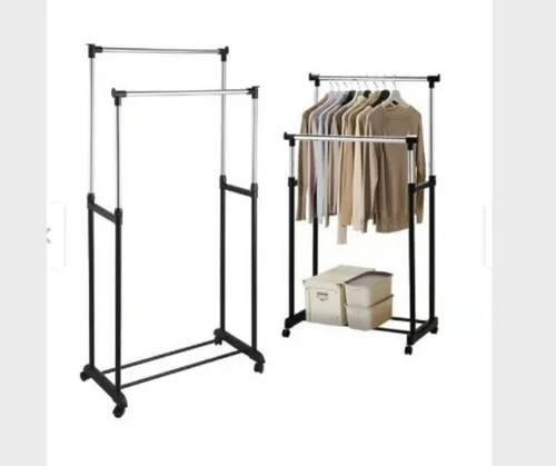 Vista 2 de Tendedero Doble Organizador De Ropa Con Ruedas Perchero