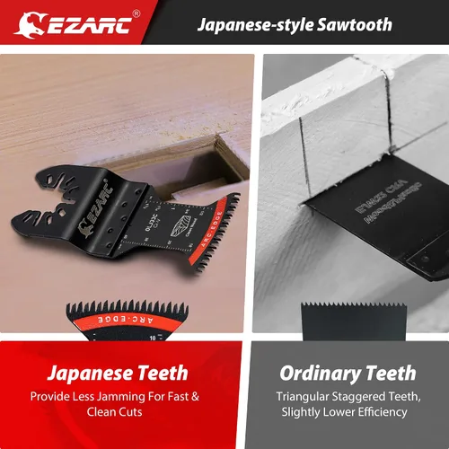 Vista 4 de EZARC Japanese Tooth Oscillating Saw Blade, 5 PCS Arc Edge Oscillating Multitool Blades Clean Cut for Wood, Plastic (Pack of 2)