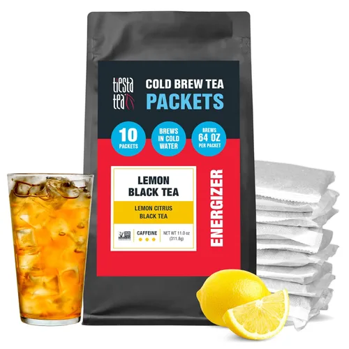 Vista 5 de Tiesta Tea - Blackberry Bellini infusión fría, hojas sueltas, té verde cítrico de mora, cafeína media, paquetes de infusión fría, hace 64 oz