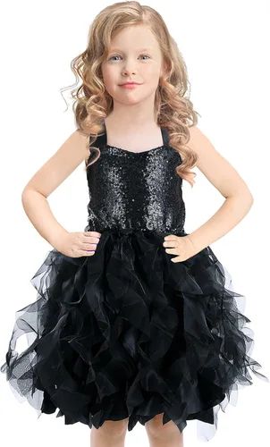 Vista 2 de Vestido tutú para niñas, vestido de tul con lentejuelas, vestido de princesa para niñas pequeñas, disfraz de fiesta de cumpleaños brillante