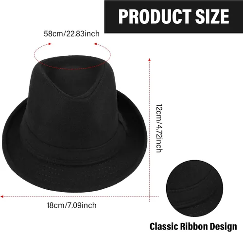 Vista 2 de SATINIOR 6 sombreros de gángster de fieltro para hombres, sombreros de caballero, sombreros de disfraz de Navidad para adultos, sombrero de fiesta