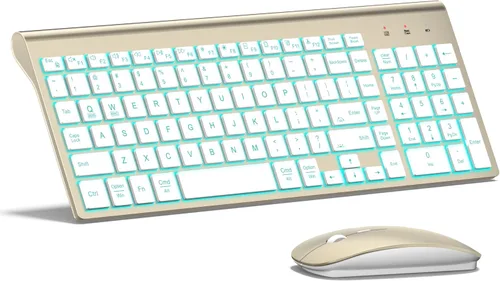 Vista 12 de TopMate Combo de teclado y mouse inalámbricos ultradelgados, 2.4G silencioso compacto USB 2400DPI mouse e interruptor de tijera, juego de teclado