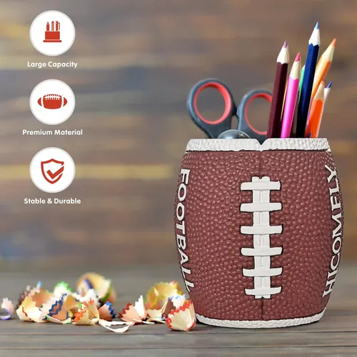Vista 4 de Soporte para bolígrafos para suministros de escritorio, organizador de artículos esenciales para lápices de fútbol para el hogar, accesorios