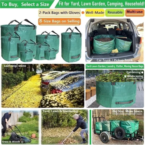Vista 2 de Paquete de 2 bolsas profesionales grandes de 63 galones para césped y jardín, bolsas de basura grandes (31 pulgadas de alto, 19 pulgadas de alto)