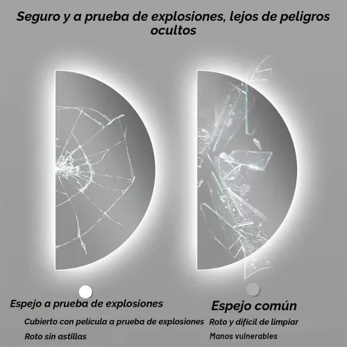 Vista 9 de NURCIX Espejo de baño LED inteligente para pared, espejo de tocador iluminado con luces y botón táctil inteligente para sala de estar, dormitorio