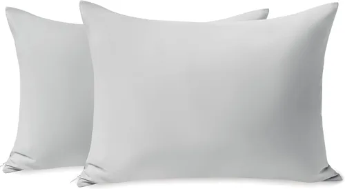 Vista 30 de TILLYOU Paquete de 2 fundas de almohada para niños pequeños con cierre de sobre, 13" x 18" de microfibra sedosa y suave, fundas de almohada de viaje