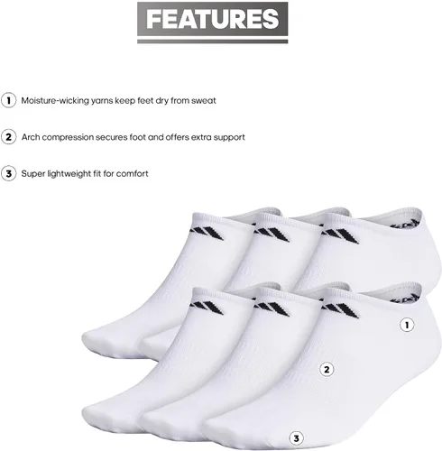 Vista 2 de Calcetines deportivos Adidas Superlite invisibles para hombre (paquete de 6 pares) de perfil bajo por debajo del tobillo