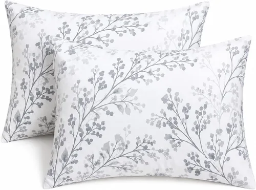 Vista 18 de YIYEA Juego de 2 fundas de almohada estándar de microfibra ultra suave de doble cepillado, fundas de almohada estándar, fundas de almohada florales