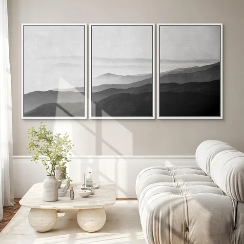 Vista 128 de SIGNWIN Lienzo enmarcado para pared, juego de arte neutro de bosque brumoso, ilustraciones en tono tierra, arte moderno, decorativo, bohemio