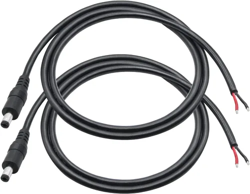 Vista 10 de Cable de alimentación de 12 V CC, 1.6 ft/1.65 pies de CC de 0.217 in x 0.083 in, enchufe macho a cable desnudo, cable de alimentación de extremo