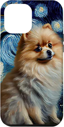 Vista 25 de iPhone 16 Starry Night Famous Painting Style Pomeranian Case