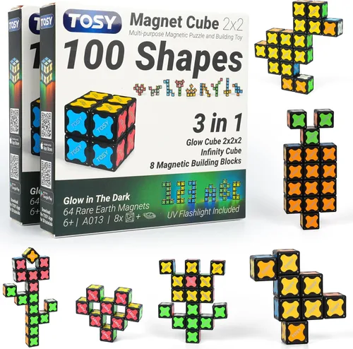 Vista 12 de TOSY - Cubo magnético de 3 x 3 – 240 imanes, 30 bloques, juguete 7 en 1: juego de rompecabezas, bloques de construcción creativos, spinner Cubo 3x3x3