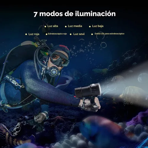 Vista 2 de Linterna de buceo, luz de buceo de 18000 lúmenes para buceo