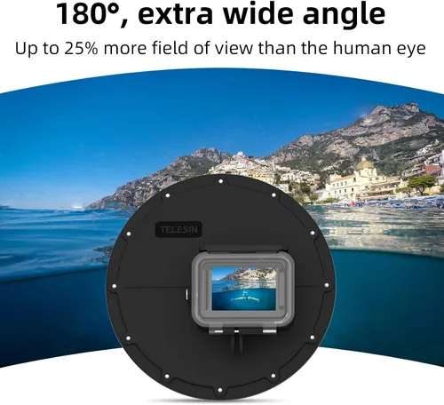 Vista 4 de TELESIN Lente de puerto de cúpula de 6 pulgadas para GoPro Hero 13 12 11 Hero 10/9, negro, carcasa impermeable, disparador de agarre flotante