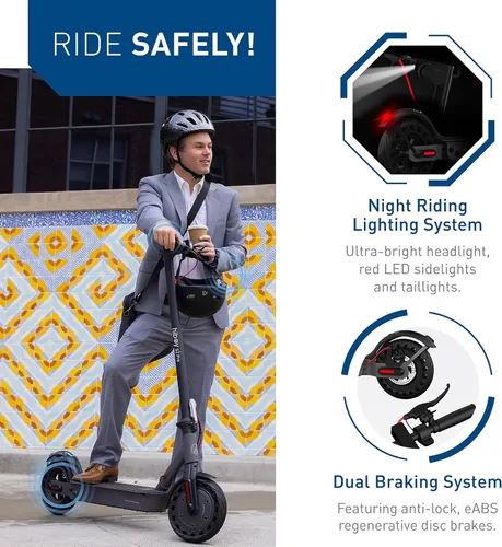 Vista 5 de Hiboy S2 Pro Electric Scooter, 500W Motor, 10" Solid Tires, 25 Miles Range, 19 Mph Folding Commuter Electric Scooter for Adults
