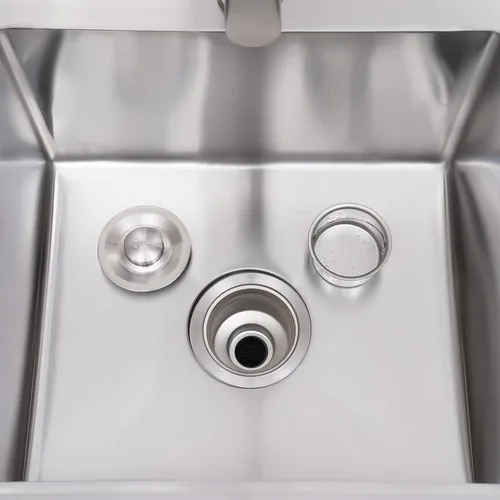 Vista 3 de Fregadero comercial de acero inoxidable, fregadero de cocina de un solo tazón con banco de trabajo y estantes de almacenamiento, fregadero