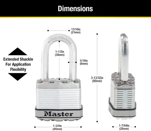 Vista 6 de Master Lock M1XDLF Magnum - Candado resistente con llave, 1 paquete