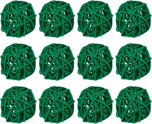 Vista 10 de MECCANIXITY 12 bolas decorativas de mimbre de ratán de 2 pulgadas para rellenos de jarrones, bodas, jardines, fiestas de pasillo, color negro