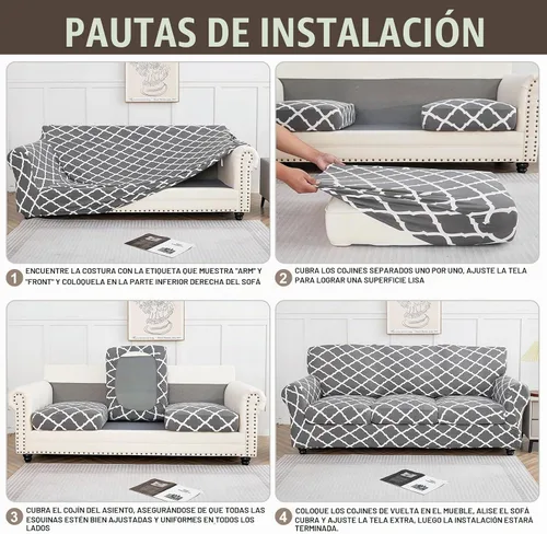 Vista 6 de SearchI Funda elástica para sofá, funda para sillón de 2 piezas con funda de cojín separada para silla, protector de muebles lavable para sala