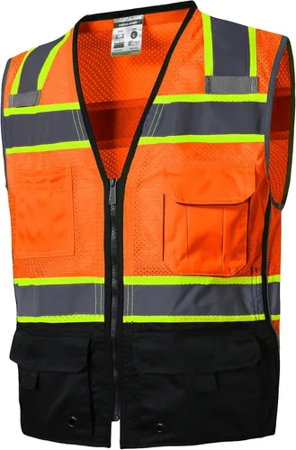 Vista 11 de SKSAFETY Chaleco de seguridad de nivel profesional de 12 bolsillos, chaleco de alta visibilidad Clase 2, ANSI/ISEA