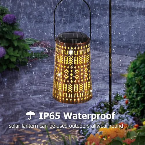 Vista 3 de Faroles solares impermeables para exteriores, farol solar colgante para decoración de jardín, luces decorativas de jardín para patio, césped