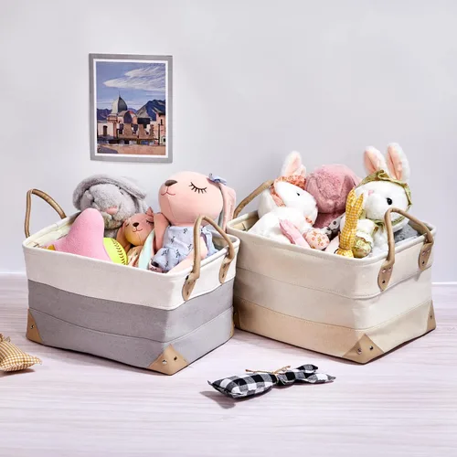 Vista 3 de Cesta de almacenamiento personalizada para juguetes para perros, cajas de almacenamiento plegables con asas para mascotas, perros, gatos, juguetes